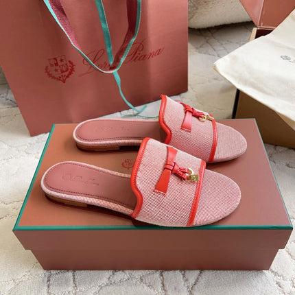 LP 26S SLIDES IN RED CANVAS AND CALFSKIN