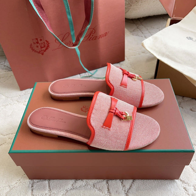 LP 26S SLIDES IN RED CANVAS AND CALFSKIN