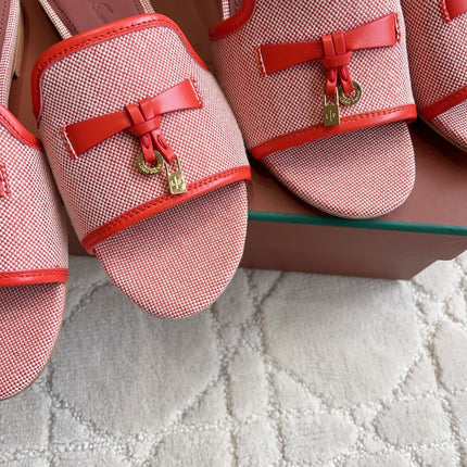 LP 26S SLIDES IN RED CANVAS AND CALFSKIN