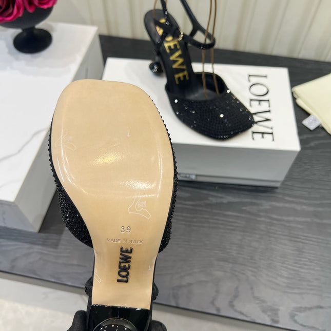 LOEWE 26S EMBELLISHED HIGH HEELS 60 MM IN BLACK CALFSKIN