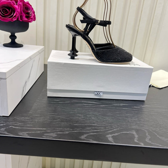 LOEWE 26S EMBELLISHED HIGH HEELS 60 MM IN BLACK CALFSKIN