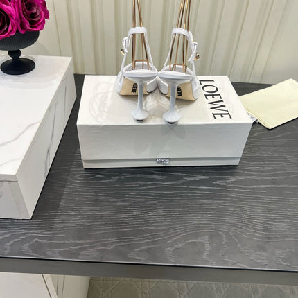 LOEWE 26S HIGH HEELS 60 MM IN WHITE CALFSKIN