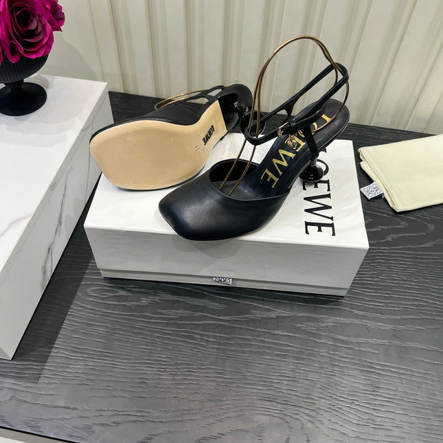 LOEWE 26S HIGH HEELS 60 MM IN BLACK CALFSKIN