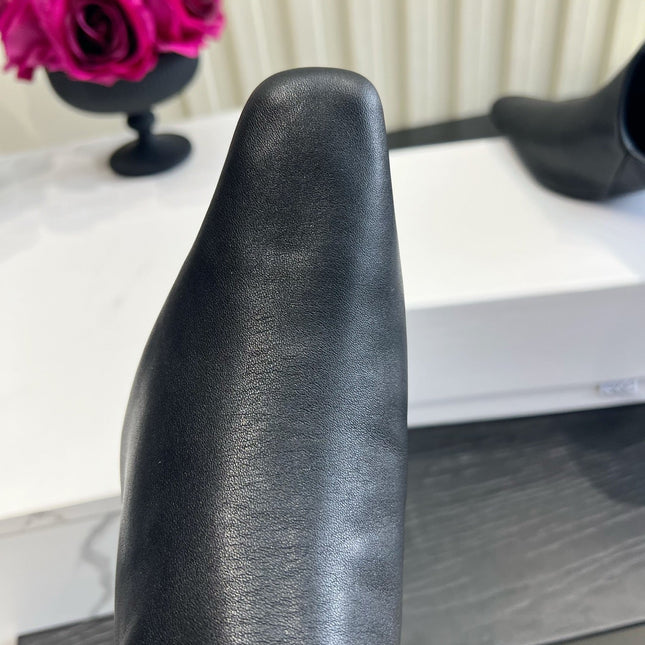 LOEWE 26S HEELED MULES IN BLACK CALFSKIN