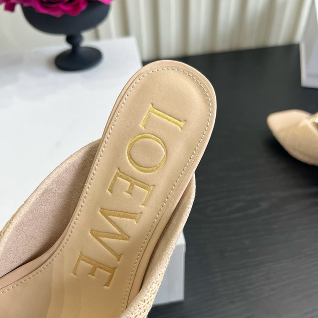 LOEWE 26S HIGH-HEEL SANDALS 45 MM IN BEIGE RAFFIA AND LAMBSKIN