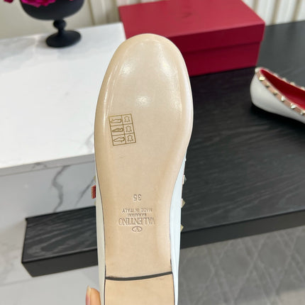 VALENTINO 26S STUD-EMBELLISHED MARY JANE IN WHITE CALFSKIN