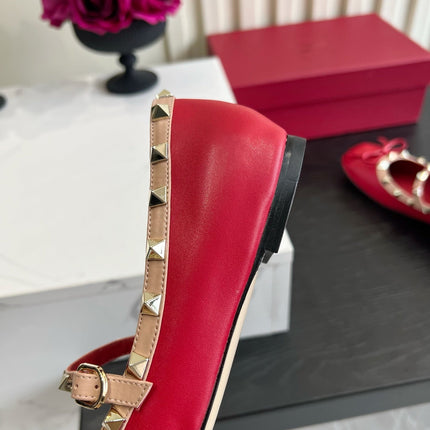VALENTINO 26S STUD-EMBELLISHED MARY JANE IN RED CALFSKIN