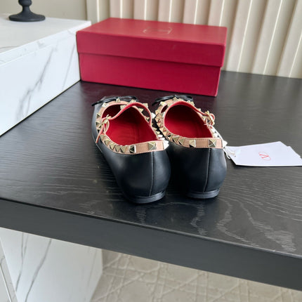 VALENTINO 26S STUD-EMBELLISHED MARY JANE IN BLACK CALFSKIN