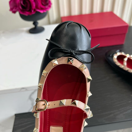 VALENTINO 26S STUD-EMBELLISHED MARY JANE IN BLACK CALFSKIN