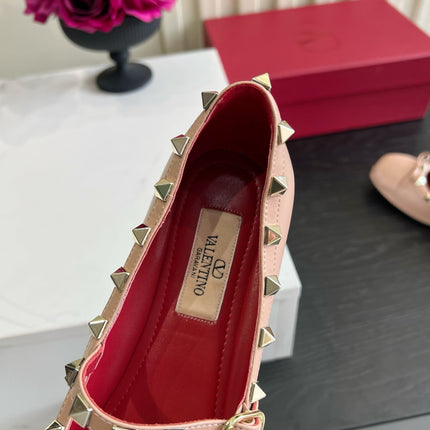 VALENTINO 26S STUD-EMBELLISHED MARY JANE IN NUDE CALFSKIN