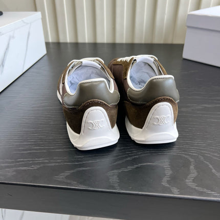 CELINE 26S LOW TOP SNEAKERS IN BROWN SUEDE AND FABRIC