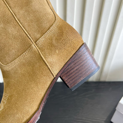 CELINE 26S COWBOY BOOTS IN BEIGE SUEDE POINTED TOE