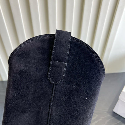 CELINE 26S COWBOY BOOTS IN BLACK SUEDE POINTED TOE