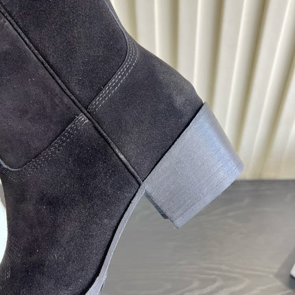 CELINE 26S COWBOY BOOTS IN BLACK SUEDE POINTED TOE