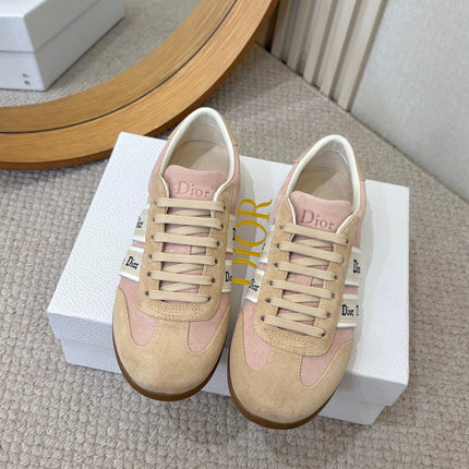 DIOR 26S SNEAKERS IN LIGHT PINK AND BEIGE SUEDE