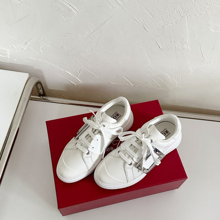VIV' SKATE SNEAKERS IN WHITE CALFSKIN SILVER BUCKLE