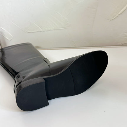 HUNT BOOTS IN BLACK GLAZED CALFSKIN