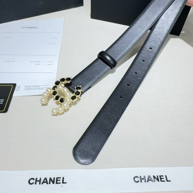 CHANEL 26S BELT 30 MM IN BLACK CALFSKIN 640392