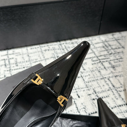 SL CARINE SLINGBACKS PUMP 45 BLACK CALFSKIN