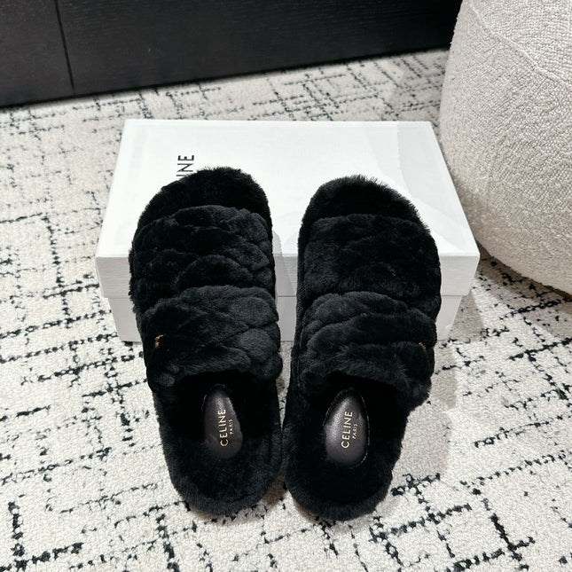 DAD SANDAL MULE IN BLACK SHEARLING
