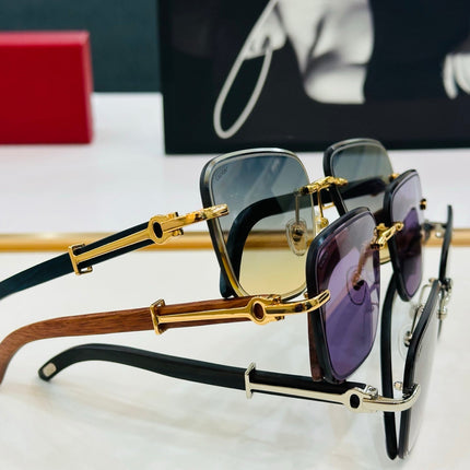 C DE RIMLESS RECTANGULAR FRAME SUNGLASSES CT0607S IN METAL AND WOODEN