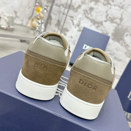 DIOR 25S B27 UPTOWN LOW-TOP SNEAKERS IN OLIVE BROWN CALFSKIN STYLE 5