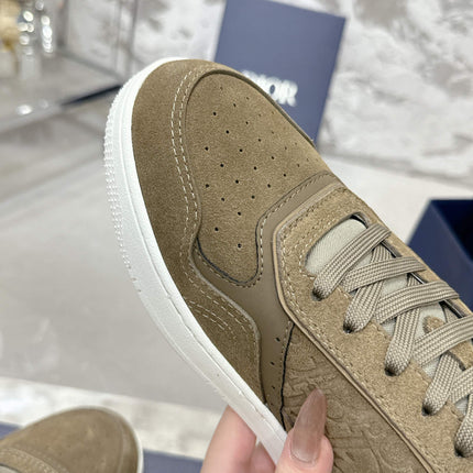 DIOR 25S B27 UPTOWN LOW-TOP SNEAKERS IN OLIVE BROWN CALFSKIN STYLE 5
