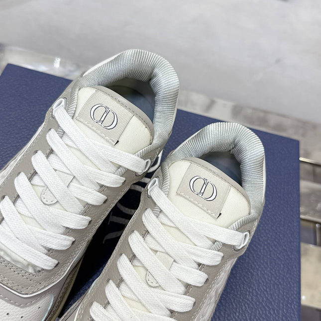 DIOR 25S B27 UPTOWN LOW-TOP SNEAKERS IN GREY MIX CREAM WHITE CALFSKIN STYLE 4