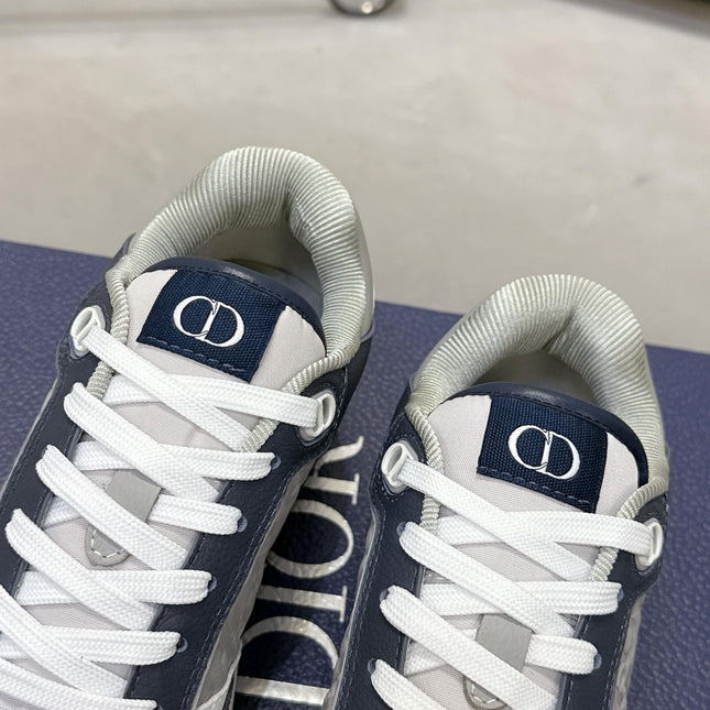 DIOR 25S B27 UPTOWN LOW-TOP SNEAKERS IN DARK BLUE MIX GREY CALFSKIN STYLE 2