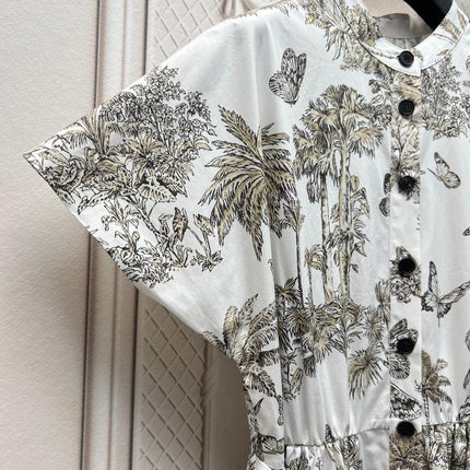 DIOR 25S PRINTED COTTON-SILK DRESS 735