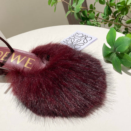 LOEWE 26S OPEN-BACK HIGH HEELS 60MM IN WINE RED CALFSKIN WITH FUR