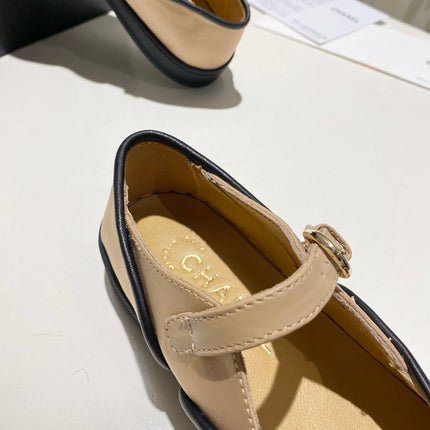 CHANEL 26S MARY JANE FLAT IN BLACK MIX BEIGE FABRIC AND LAMBSKIN