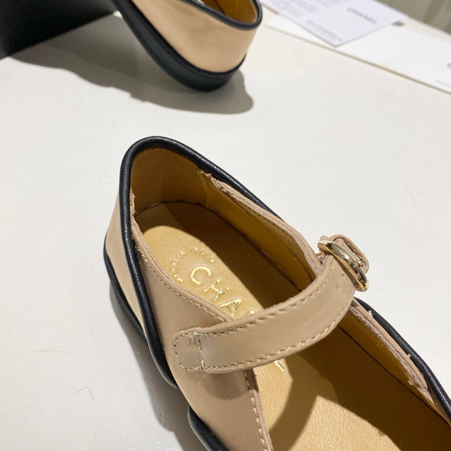 CHANEL 26S MARY JANE FLAT IN BLACK MIX BEIGE FABRIC AND LAMBSKIN