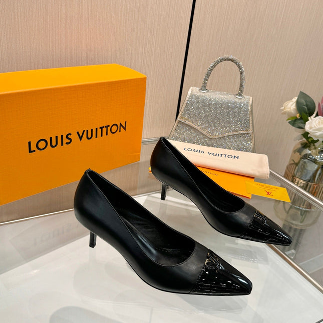 LV 26S POINTED-TOE HIGH HEELS 55 MM IN BLACK CALFSKIN