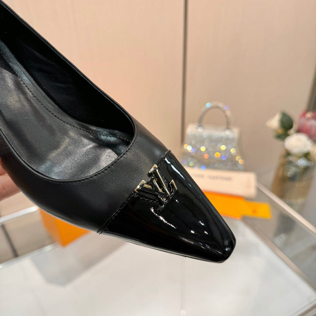 LV 26S POINTED-TOE HIGH HEELS 55 MM IN BLACK CALFSKIN