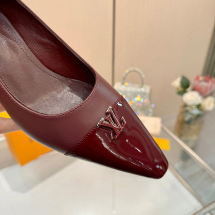 LV 26S POINTED-TOE HIGH HEELS 55 MM IN DARK RED CALFSKIN