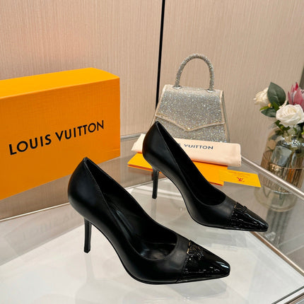 LV 26S POINTED-TOE HIGH HEELS 90 MM IN BLACK CALFSKIN