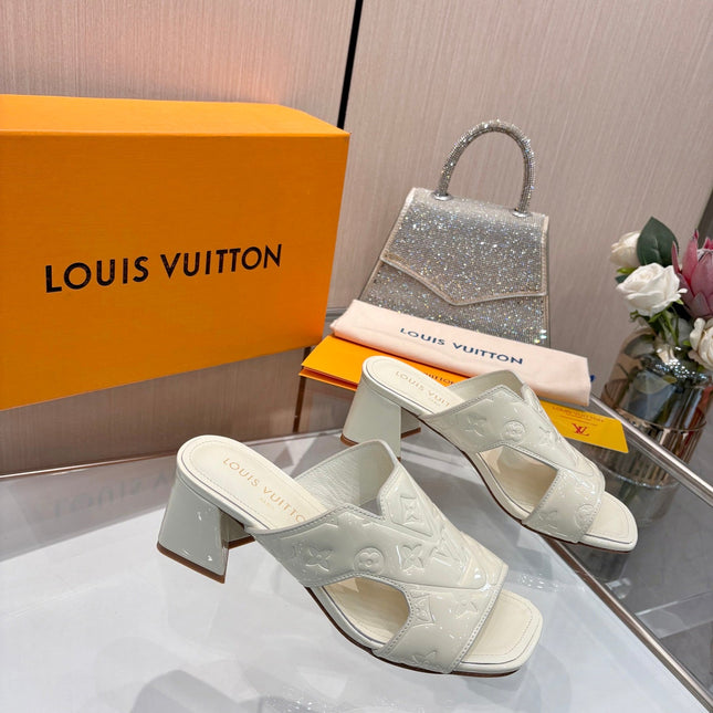 LV 26S HIGH-HEELED SANDALS 55 MM IN CREAM WHITE SHINY CALFSKIN