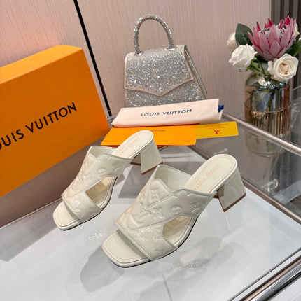 LV 26S HIGH-HEELED SANDALS 55 MM IN CREAM WHITE SHINY CALFSKIN