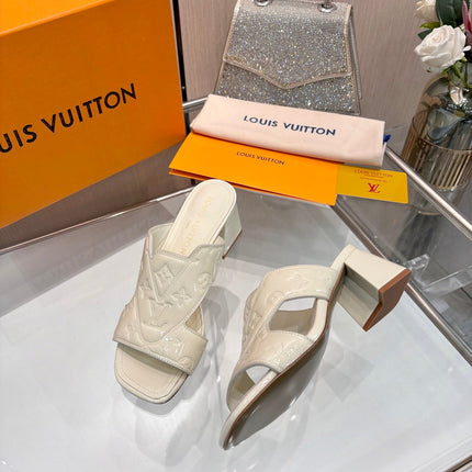 LV 26S HIGH-HEELED SANDALS 55 MM IN CREAM WHITE SHINY CALFSKIN