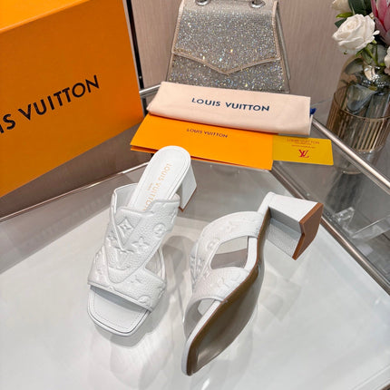 LV 26S HIGH-HEELED SANDALS 55 MM IN WHITE CALFSKIN
