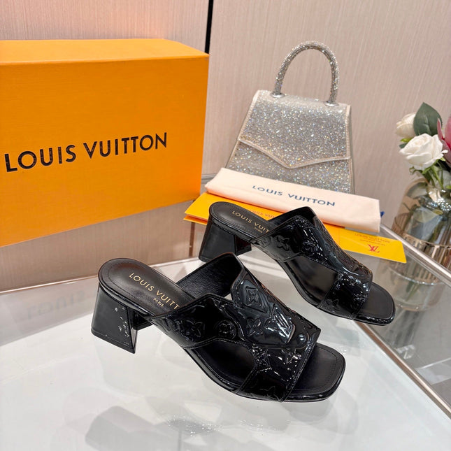 LV 26S HIGH-HEELED SANDALS 55 MM BLACK SHINY CALFSKIN