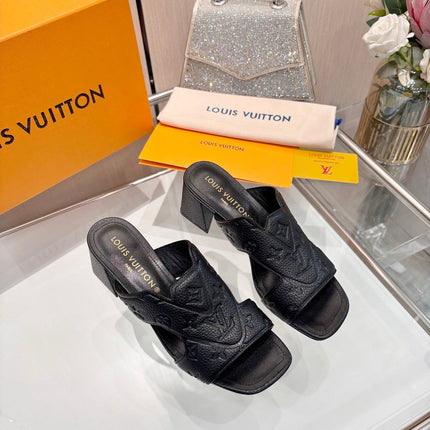 LV 26S HIGH-HEELED SANDALS 55 MM IN BLACK GRAINED CALFSKIN