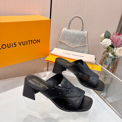 LV 26S HIGH-HEELED SANDALS 55 MM IN BLACK GRAINED CALFSKIN