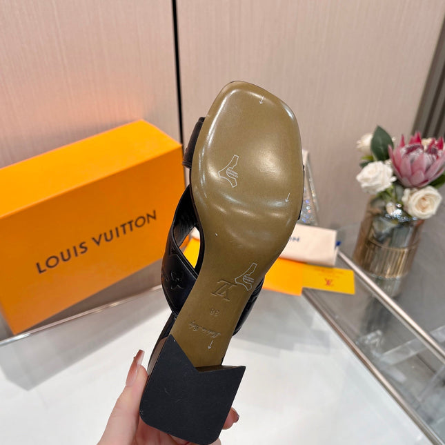 LV 26S HIGH-HEELED SANDALS 55 MM IN BLACK CALFSKIN