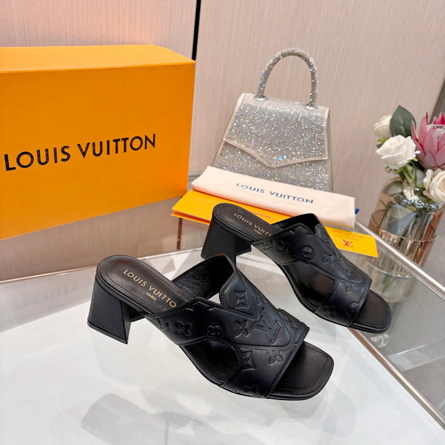 LV 26S HIGH-HEELED SANDALS 55 MM IN BLACK CALFSKIN