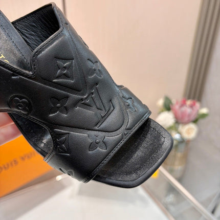 LV 26S HIGH-HEELED SANDALS 90 MM IN BLACK CALFSKIN
