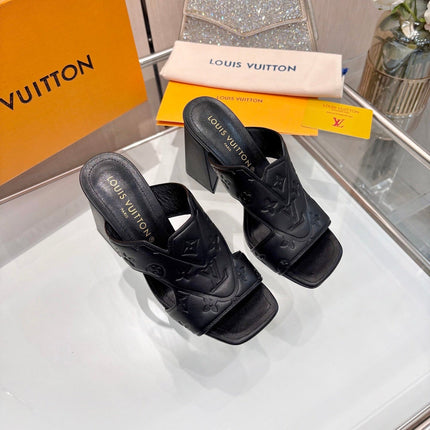 LV 26S HIGH-HEELED SANDALS 90 MM IN BLACK CALFSKIN