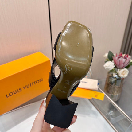 LV 26S HIGH-HEELED SANDALS 90 MM IN BLACK CALFSKIN