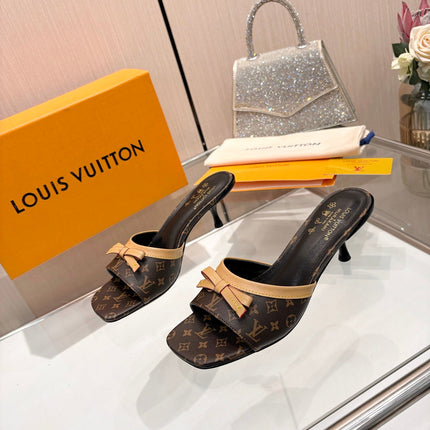 LV 26S HIGH-HEELED MULES 55 MM IN DARK BROWN MONOGRAM CANVAS